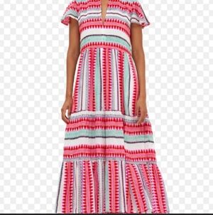 Oliphant Red and White Patterned Maxi Dress